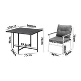 Livsip Outdoor Dining Set Black Table and Chairs 5PCS - Side View