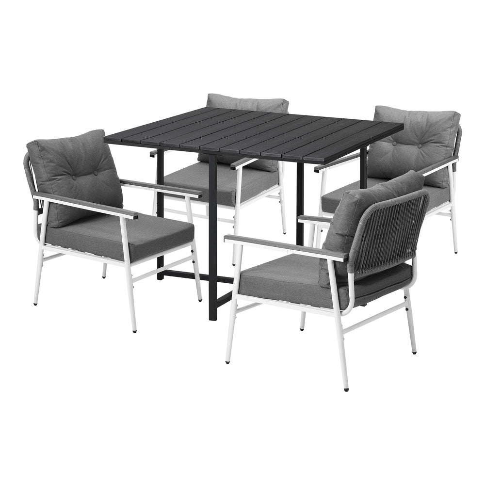 Livsip Outdoor Dining Set Black Table and Chairs 5PCS