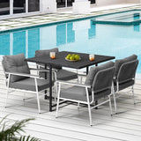 Livsip Outdoor Dining Set Black Table and Chairs 5PCS - Rear View