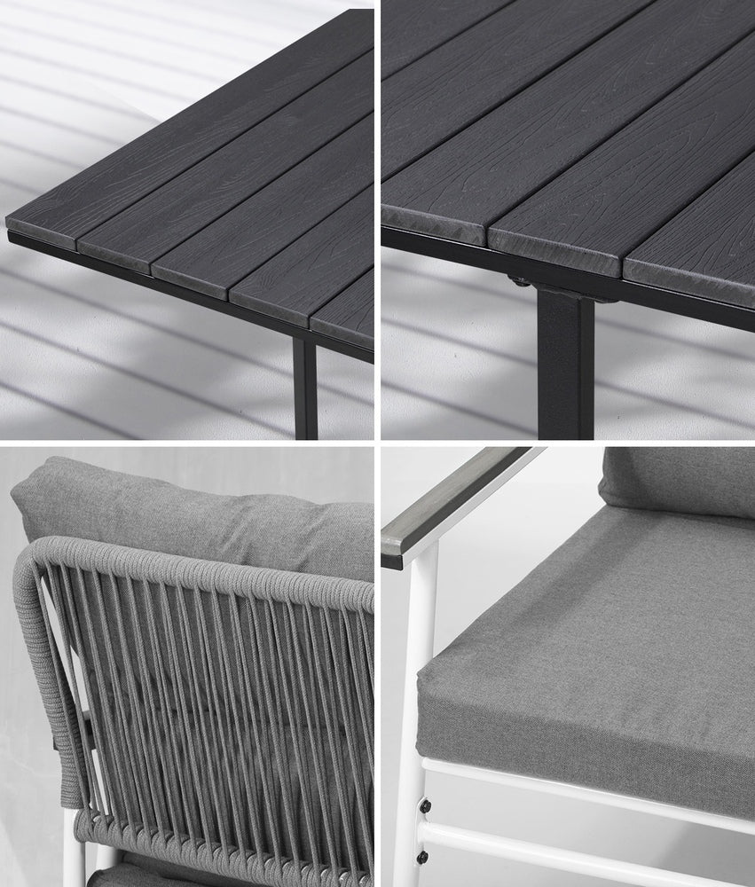 Livsip Outdoor Dining Set Black Table and Chairs 5PCS