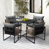 Livsip Outdoor Dining Set Black Table 4 Seater - Front View