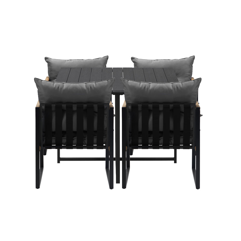 Livsip Outdoor Dining Set Black Table 4 Seater