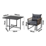 Livsip Outdoor Dining Set Black Table 4 Seater - Top-Down View