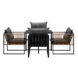 Livsip Outdoor Dining Set Black Table 4 Seater