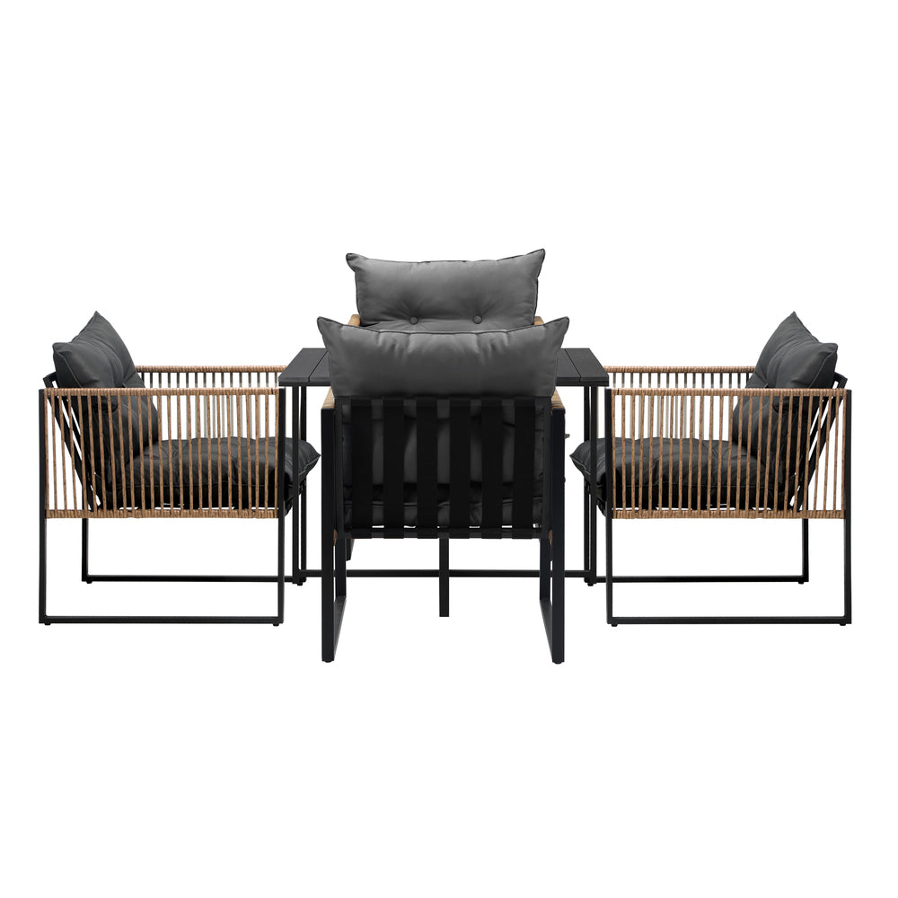 Livsip Outdoor Dining Set Black Table 4 Seater