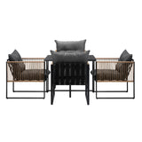 Livsip Outdoor Dining Set Black Table 4 Seater - Close-Up Angle