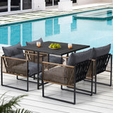 Livsip Outdoor Dining Set Black Table 4 Seater - 45-Degree Angle