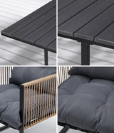 Livsip Outdoor Dining Set Black Table 4 Seater - Rear View