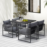 Livsip 5PCS Outdoor Dining Set Garden Table Sofa Chairs with Cushions - Low Angle