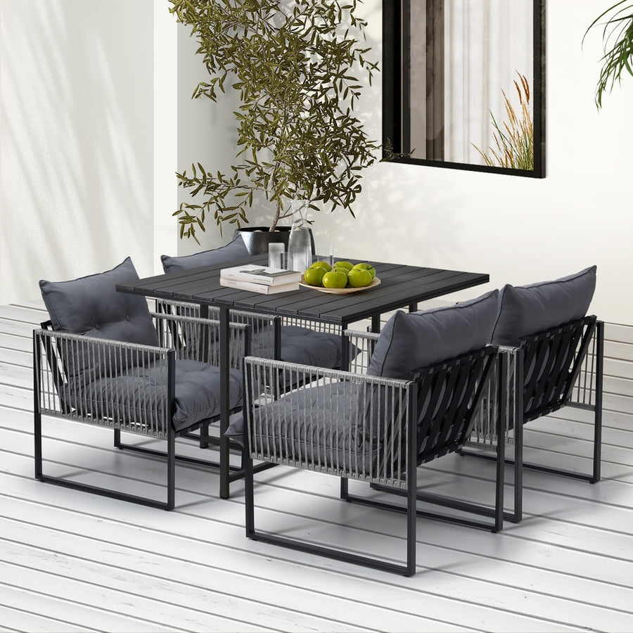 Livsip 5PCS Outdoor Dining Set Garden Table Sofa Chairs with Cushions, image 8
