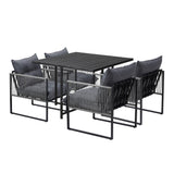 Livsip 5PCS Outdoor Dining Set Garden Table Sofa Chairs with Cushions