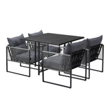 Livsip 5PCS Outdoor Dining Set Garden Table Sofa Chairs with Cushions