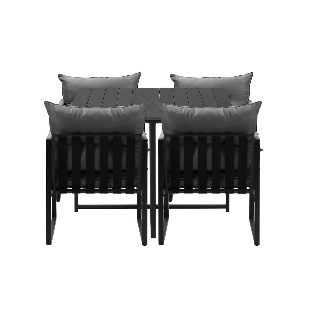 Livsip 5PCS Outdoor Dining Set Garden Table Sofa Chairs with Cushions