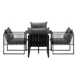 Livsip 5PCS Outdoor Dining Set Garden Table Sofa Chairs with Cushions - Side View