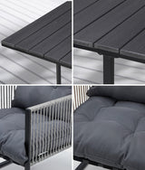 Livsip 5PCS Outdoor Dining Set Garden Table Sofa Chairs with Cushions - Rear View