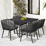 Livsip 5PCS Outdoor Dining Set Black Table Lounge Chairs