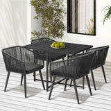 Livsip 5PCS Outdoor Dining Set Black Table Lounge Chairs - Side View