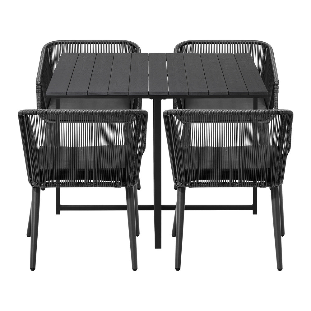 Livsip 5PCS Outdoor Dining Set Black Table Lounge Chairs