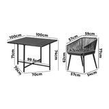 Livsip 5PCS Outdoor Dining Set Black Table Lounge Chairs