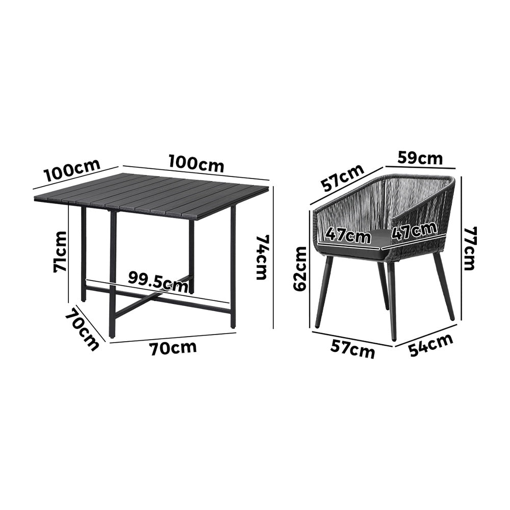 Livsip 5PCS Outdoor Dining Set Black Table Lounge Chairs