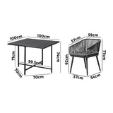 Livsip 5PCS Outdoor Dining Set Black Table Lounge Chairs - Top-Down View