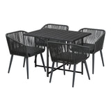 Livsip 5PCS Outdoor Dining Set Black Table Lounge Chairs