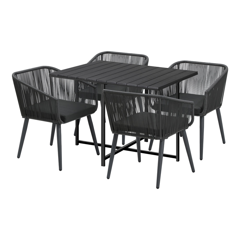 Livsip 5PCS Outdoor Dining Set Black Table Lounge Chairs