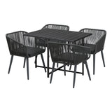 Livsip 5PCS Outdoor Dining Set Black Table Lounge Chairs - Low Angle