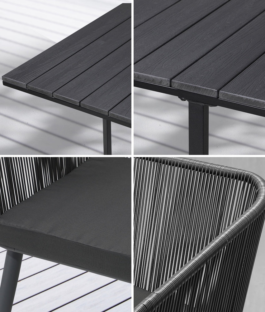 Livsip 5PCS Outdoor Dining Set Black Table Lounge Chairs