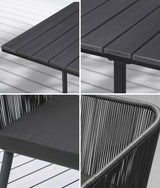 Livsip 5PCS Outdoor Dining Set Black Table Lounge Chairs - Rear View
