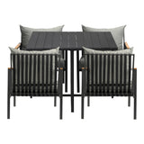 Livsip 4 Seater Outdoor Dining Set Wood-Plastic Black Table and Sofa Chairs - Top-Down View
