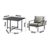 Livsip 4 Seater Outdoor Dining Set Wood-Plastic Black Table and Sofa Chairs