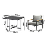 Livsip 4 Seater Outdoor Dining Set Wood-Plastic Black Table and Sofa Chairs - Side View