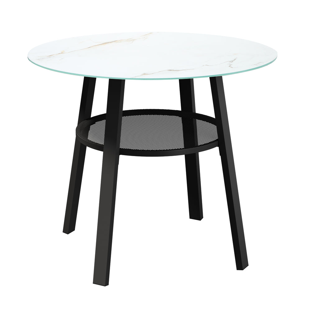 Livsip Outdoor Dining Table w/ Storage Shelf Black 90cm