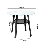 Livsip Outdoor Dining Table w/ Storage Shelf Black 90cm - Front View