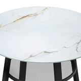 Livsip Outdoor Dining Table w/ Storage Shelf Black 90cm - Side View