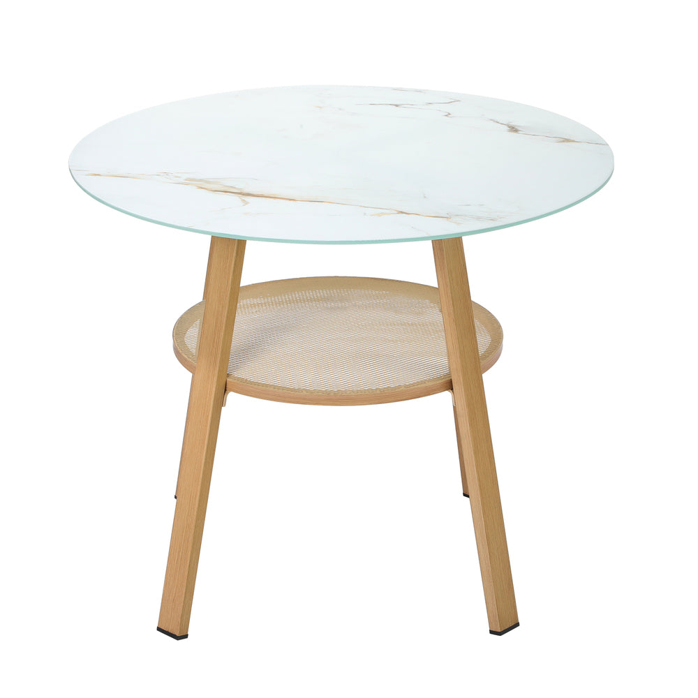 Livsip Outdoor Dining Table w/ Storage Shelf Brown 90cm