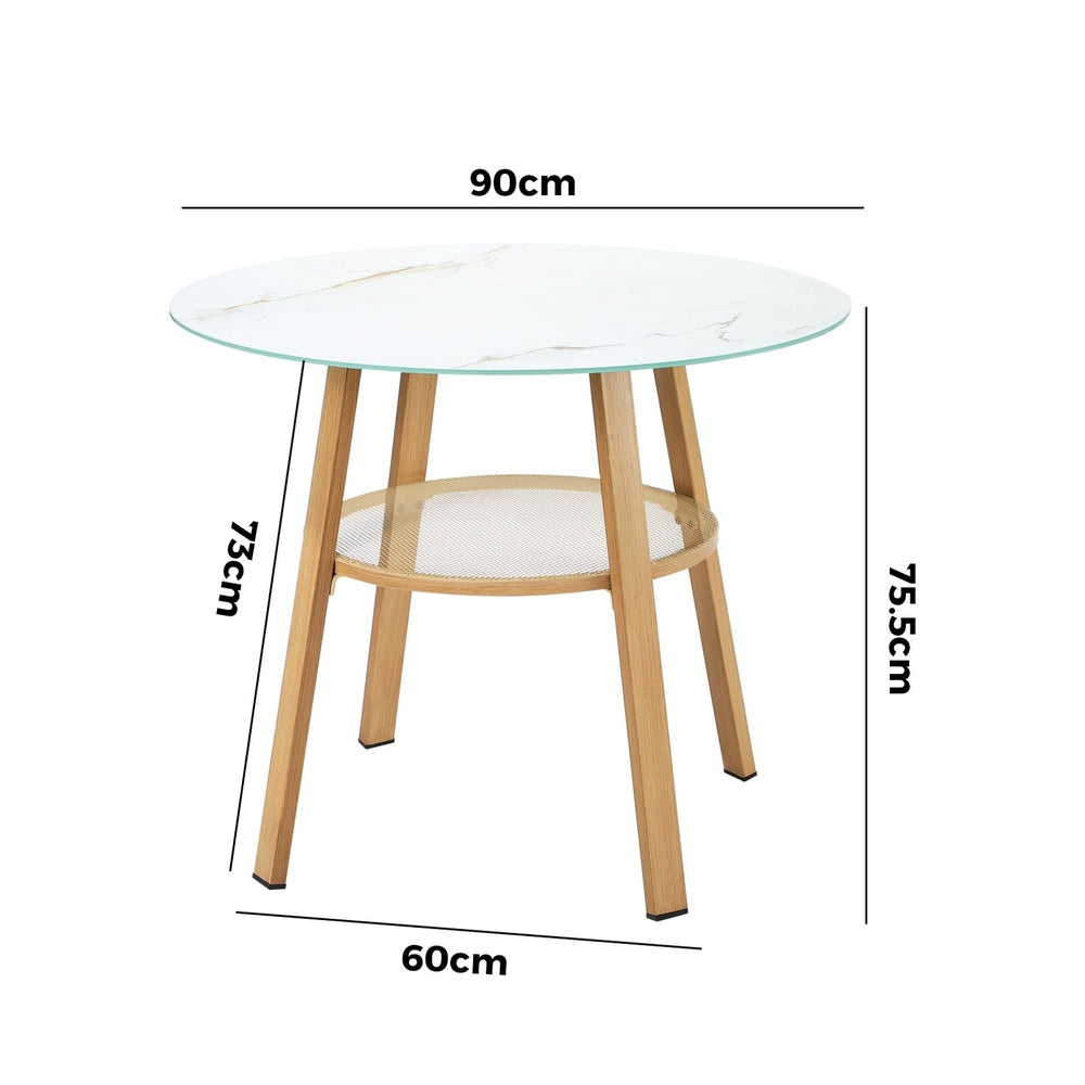 Livsip Outdoor Dining Table w/ Storage Shelf Brown 90cm