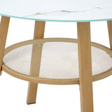 Livsip Outdoor Dining Table w/ Storage Shelf Brown 90cm - Side View