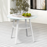Livsip Outdoor Dining Table w/ Storage Shelf White 90cm - Top-Down View