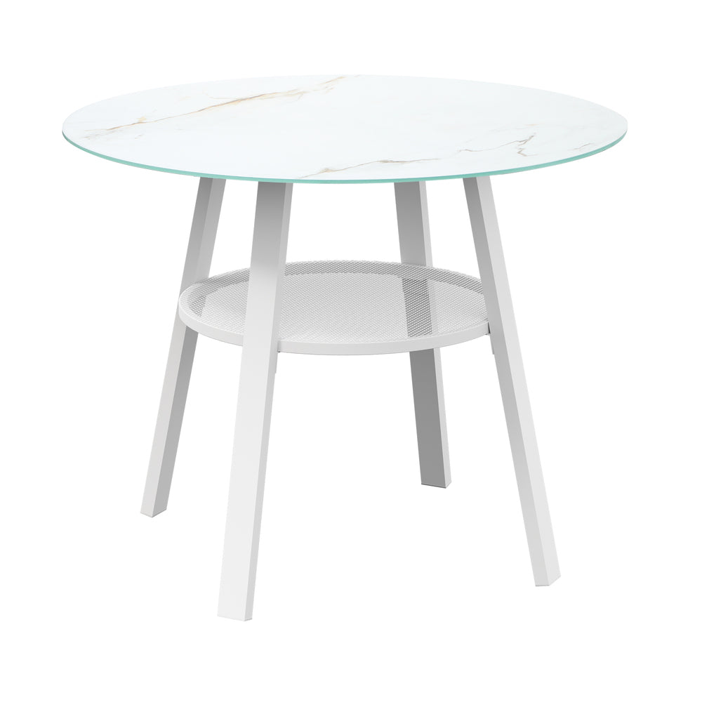Livsip Outdoor Dining Table w/ Storage Shelf White 90cm