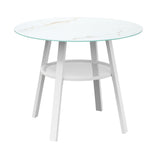 Livsip Outdoor Dining Table w/ Storage Shelf White 90cm
