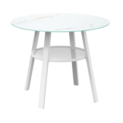 Livsip Outdoor Dining Table w/ Storage Shelf White 90cm