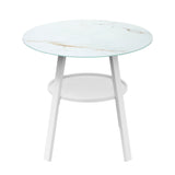 Livsip Outdoor Dining Table w/ Storage Shelf White 90cm
