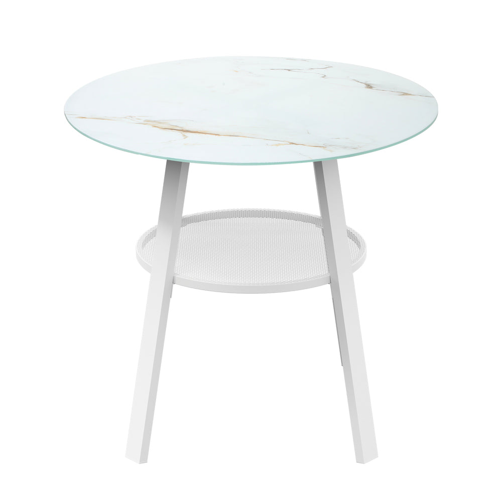Livsip Outdoor Dining Table w/ Storage Shelf White 90cm