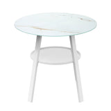 Livsip Outdoor Dining Table w/ Storage Shelf White 90cm - Front View