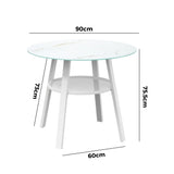 Livsip Outdoor Dining Table w/ Storage Shelf White 90cm - Close-Up Angle