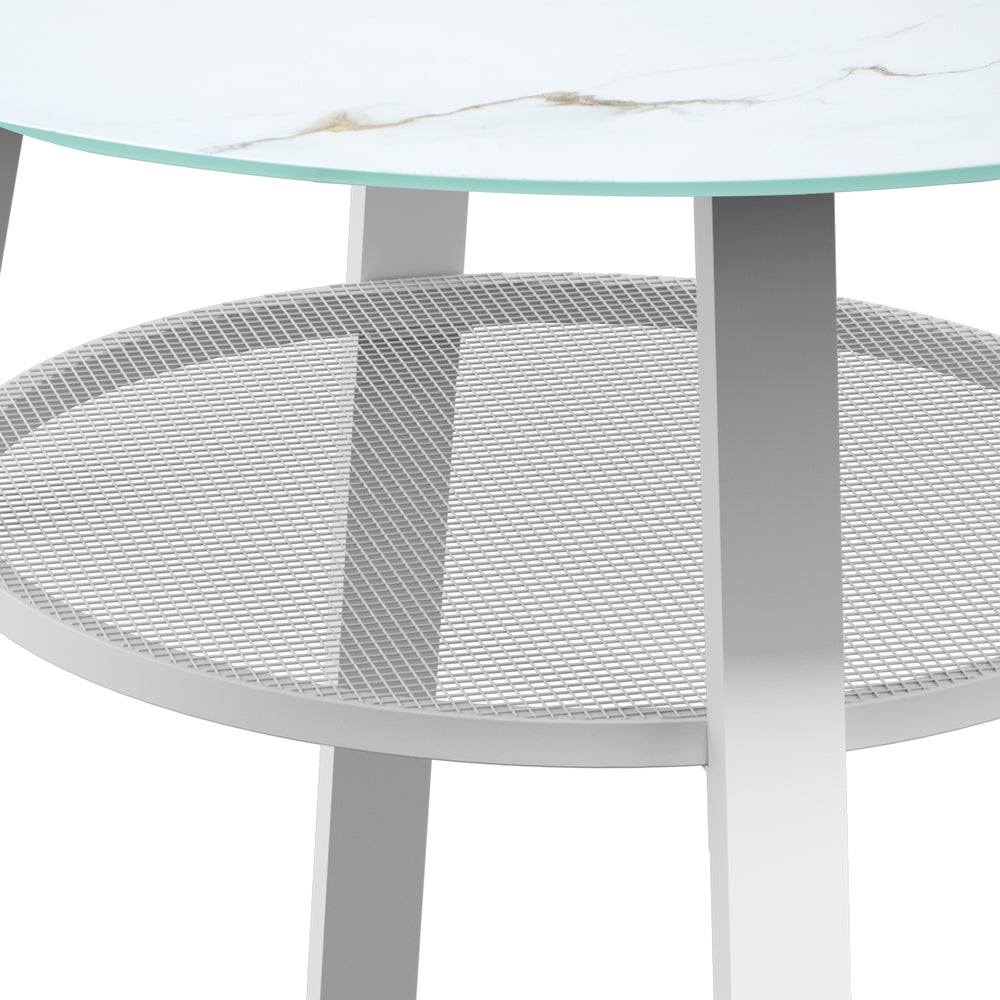 Livsip Outdoor Dining Table w/ Storage Shelf White 90cm