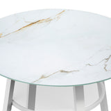 Livsip Outdoor Dining Table w/ Storage Shelf White 90cm
