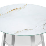 Livsip Outdoor Dining Table w/ Storage Shelf White 90cm - 45-Degree Angle